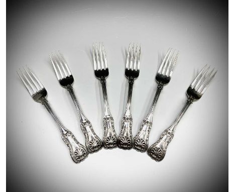 A set of six Glasgow William IV Kings Pattern table forks 1831 9oz initialled R