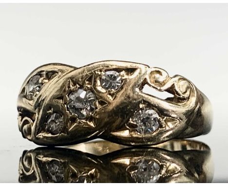 An 18ct gold ring set with diamonds in Victorian styleCondition report: 3gm Size just under K