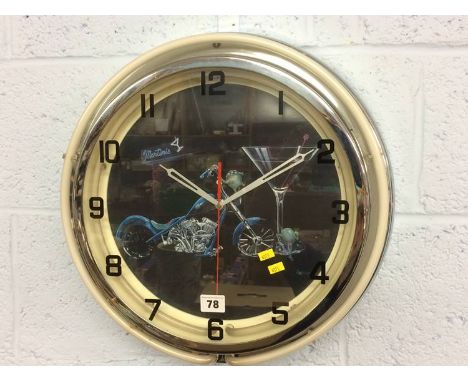 A clock with Martini and bike image