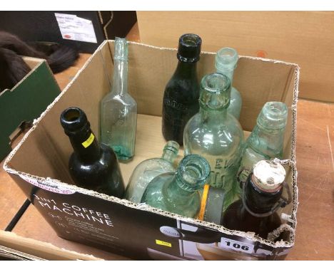 Nine glass advertising bottles to include, 'Joseph Wilkinson' Gateshead, 'James Grieves' South Shields, 'North East Railway',