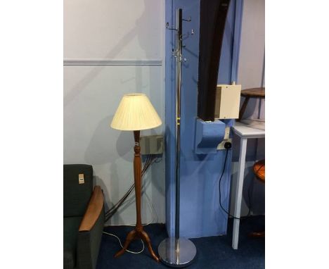 A mahogany standard lamp and a hat stand