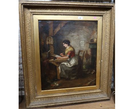 Carlton A Smith attributed, oil on canvas, The Emigrants Letter, 24ins x 20ins