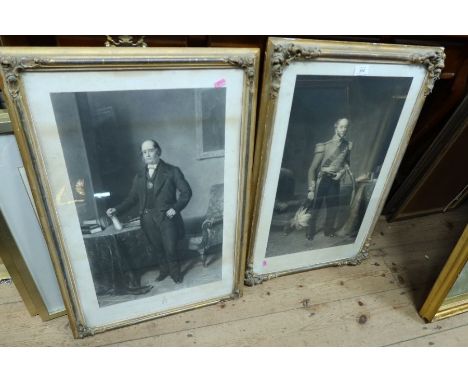 Two antique black and white prints, portraits of men