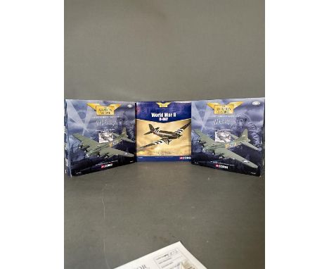A selection of three diecast model aeroplanes from the Corgi Aviator Archive collection 