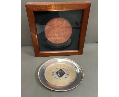 The Royal Air Force Diamond Jubilee silver salver by Spink and Son St James. 575g in a presentation wall hanging frame. Yorks