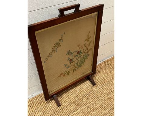 A fire screen with needle work framed to centre (H75cm W53cm)