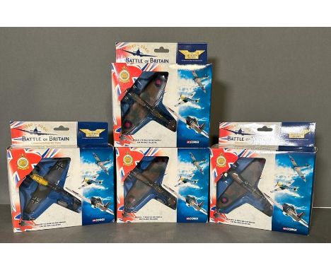 A selection of four Corgi Battle of Britain Diecast model aeroplanes