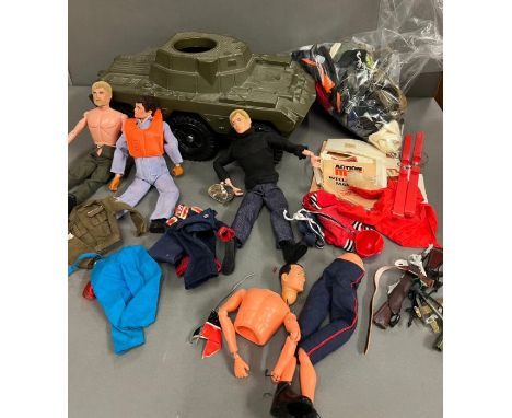 A selection of vintage Action Men, Action Man Jeep and accessories 