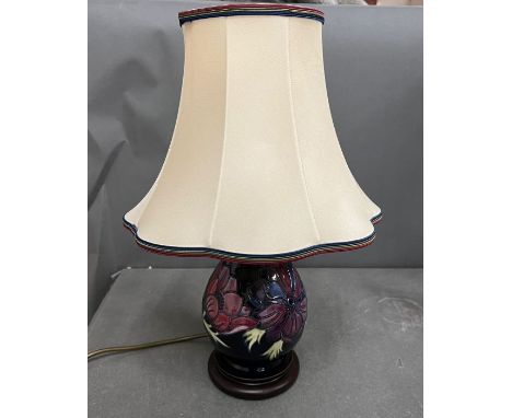 Moorcroft Anemone table lamp with wooden base 
