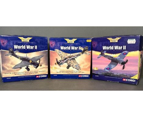 A selection of Three Corgi Diecast model aeroplanes from the Aviator Archive Europe and Africa collection, boxed 