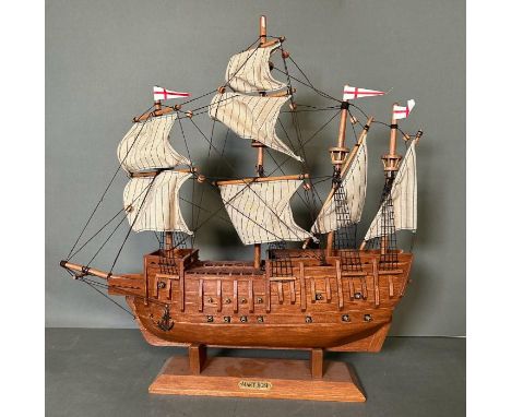 A wooden scale model of Henry VIII's ship the Mary Rose 