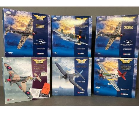 A selection of six Diecast Corgi model aeroplanes from the Aviator Archive collection 