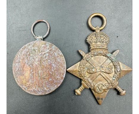 Two WWI Medals: Great War Medal for  G-1983 SJT G Kelly E Kent R and 1914-15 1783 Pte P W J Booker E Sur R