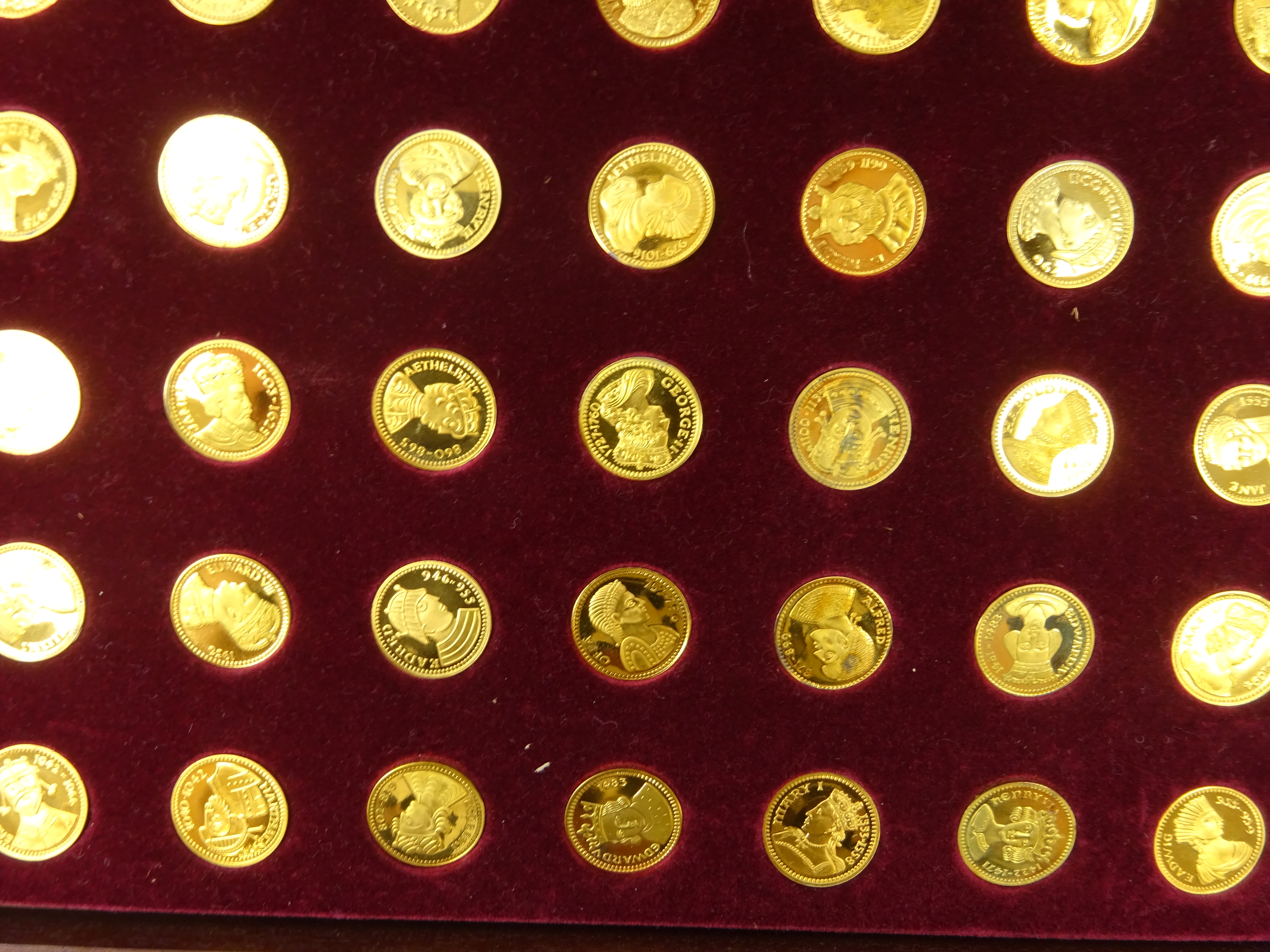 Our Royal Sovereigns, 70piece set of silver gilt medals portraying