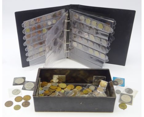 Collection of Great British and world coinage including Chinese cash coins, USA silver coin, pre-Euro currency, silver 3d pie