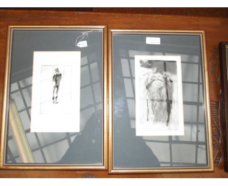 Pair of contemporary framed prints together with earlier print