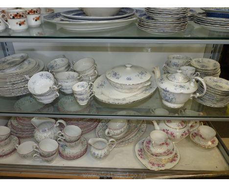 A Royal Standard 'Melody' part dinner and tea service to include; meat plate, dinner plates, vegetable dish and lid, soup dis
