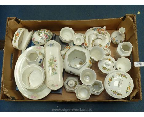 A quantity of Aynsley 'Pembroke' and 'Cottage Garden' vases, lidded pots, table mats etc.