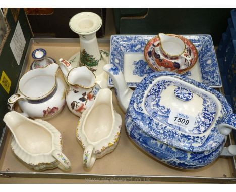 A small quantity of Spode including; a Christmas Tree candlestick, jugs, teapot, etc.