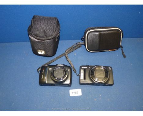 A Nikon Coolpix camera plus Canon PowerShot 5 x 110 camera, no chargers.