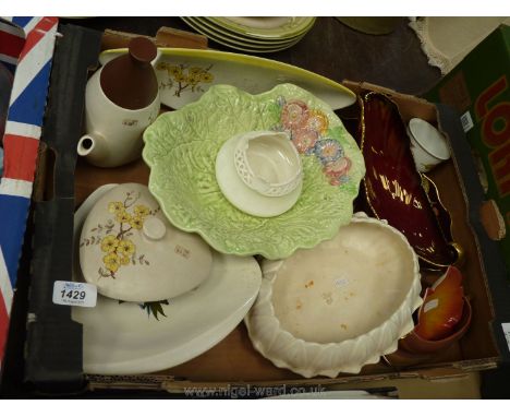 A quantity of Carltonware including large 'Rouge Royale' sauce boat and stand, leaf plate, Royal Winton two handled dish with