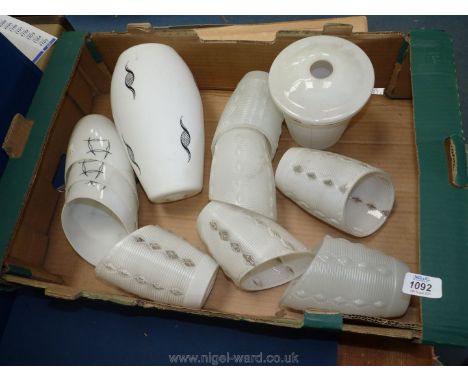 A quantity of various white light shades, some sets.