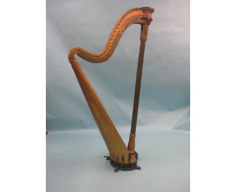 Sebastian Erard's Patent Harp, No. 742, Regency-period, single-action with volume swell, eight pedals, black and gilt through