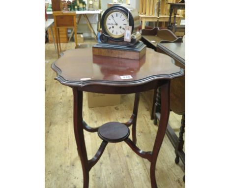 A 19th century mantel clock, walnut case with ebonised mouldings, enamelled dial and French bell-striking movement, with key 