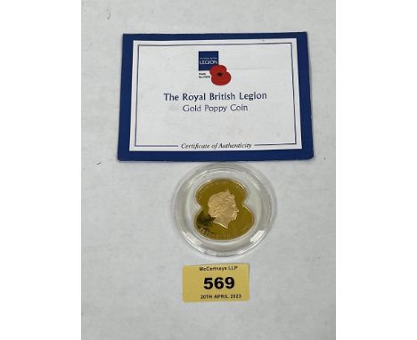 Gold Coin. The Royal British Legion Gold Poppy Coin. Limited edition of 450. 28g