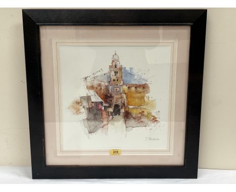 S.TREVENA. ITALIAN CONTEMPORY An Italian town square. Signed. Lithograph 14½' x 14½'