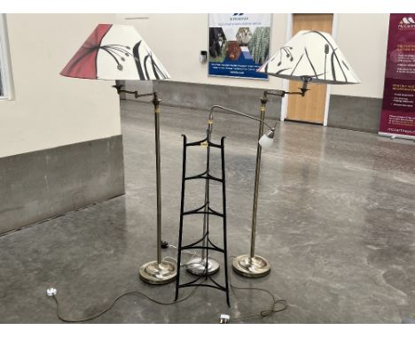 Three contempory style lamp standards and a pan stand (4)