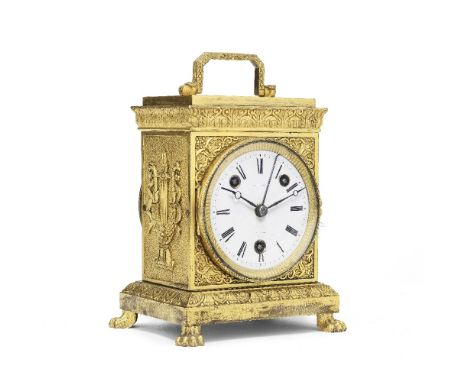 A second quarter 19th century Swiss ormolu pendule d'officier with alarm and grande sonnerie strikingsigned Fredrick Courvois