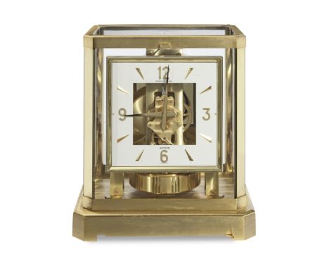 A Jaegar Le Coultre lacquered brass Atmos timepiecethe dial signed Jaeger Le Coultre, model 5903, circa 1970the rectangular c