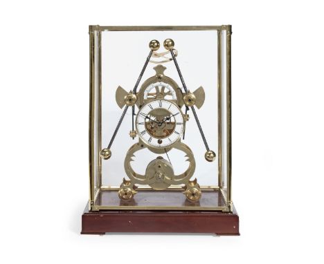 A late 20th century John Harrison replica brass grasshopper escapement 'sea clock' timepiecethe arched skeleton case with 4' 