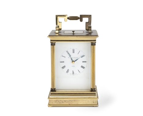 A brass carriage clock with repeatin the 19th century style, the dial and movement signed and numbered, Matthew Norman, Londo