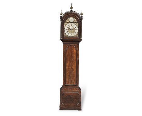 A late 18th century Scottish mahogany longcase clockthe dial signed Jo. Kirkwood, Repath the moulded arched hood with scrolli