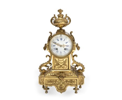 A late 19th Century French gilt metal eight day mantel clockthe movement signed and numbered, A. Chapus 86 Rue de Rivoli No. 