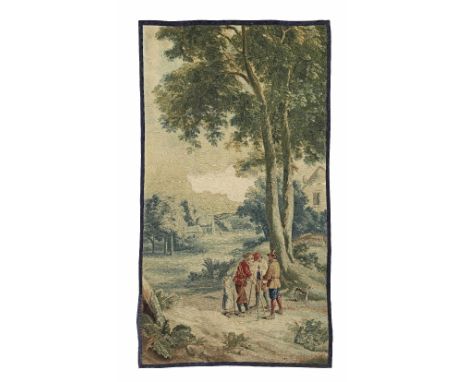 An 18th century Brussels verdure tapestrythe bottom right with Brussels mark B.B P.V.D.Bthe bucolic pastoral scene with three