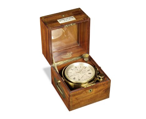 A rare mid-19th century Canadian brass-strung mahogany two-day marine chronometer with Lund-type auxiliary compensation and e