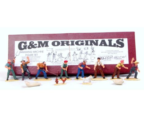 G and M Originals boxed 1/32nd scale white metal Thrashing Machine Figure Set, missing ladder otherwise complete (VG-BVG)