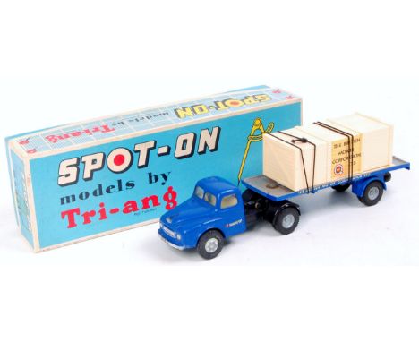 Spot On, 106A/OC Austin Prime Mover with Articulated Flat Float and MGA in crate, blue cab and black chassis, with grey and b