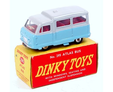 Dinky Toys, 295 Atlas Kenebrake bus, light blue and grey body, red interior with clear glazing, in the original red and yello