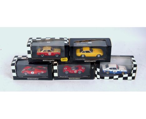 Minichamps 1/43rd scale boxed diecast group, 5 cased examples, to include Ford Capri RS 3100 Zandvoort ETC 1974, Ford Escort 