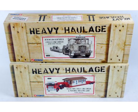 Corgi Heavy Haulage 1/50th scale boxed diecast group, 2 examples, both appear as issued, to include CC13110 Heanor Haulage Vo