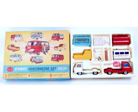 Corgi Toys, Gift Set 24, constructor set, comprising of 2 Commer 3/4 ton cab and chassis units, 4 interchangeable bodies, mil