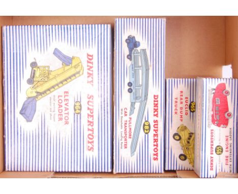 Dinky Toys Boxed Supertoys Group, 4 examples, to include No.955 Fire Engine, No.956 Euclid Rear Dump Truck, No.982 Pullmore C