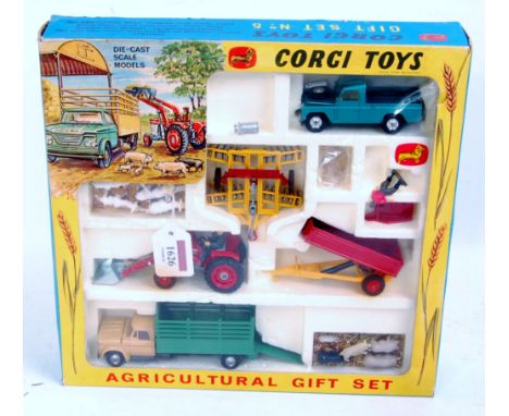 Corgi No.GS5 Gift Set "Agricultural" comprising of Massey Ferguson 165 Tractor with shovel, Tandem Disc Harrow, Tipping Trail