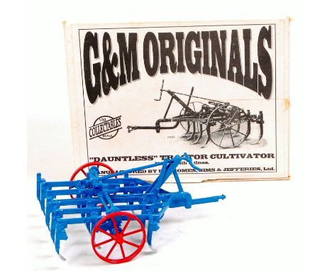 G and M Originals, Nottingham, 1/32nd scale white metal and resin model of a Dauntless tractor 9 tines cultivator, finished i