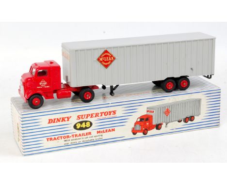 Dinky Toys, 948, Mclean tractor-trailer, red cab with light grey plastic trailer, red plastic hubs and Mclean transfers, in t