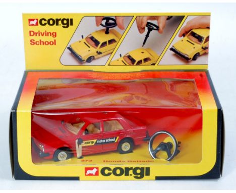 Corgi Toys, 273, Honda Ballade Motor School Car, red body with brown interior, chrome hubs, with steering wheel attachment, i